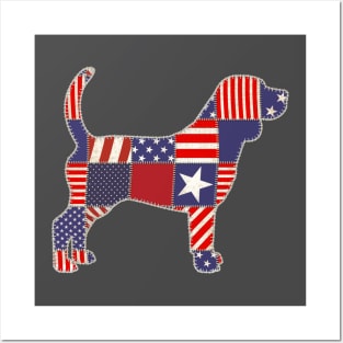 Beagle 4th of July Dog Lovers Owner Patchwork Flag Posters and Art